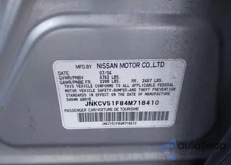 2004 Infiniti G35X from USA, damaged, VIN JNKCV51F84M718410